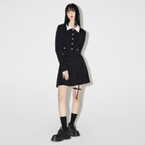 Haley Ribbon Knit Skirt [BLACK] (6638400438390)