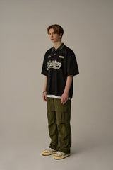 RETRO MATCH-COLLAR T-SHIRTS(BLACK)
