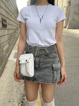 Y2k ツーポケットウォッシングベルトカーゴスカート / Y2k Two-Pocket Washing Belt Cargo Skirt