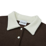 Haley Collar Knit Cardigan [BROWN] (6638359085174)