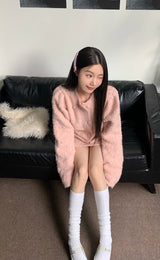 ベイビーピンクパールニットツーピース/Baby pink pearl knit two-piece