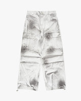 Crack dirty washed over banding pants