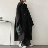 Rockle Big Boxy Hooded Button Long Bomber Jacket