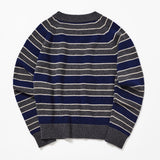 カシミアウールブレンドストライプニットプルオーバー/CASHEMERE WOOL BLENDED STRIPE KNIT PULL OVER_NAVY