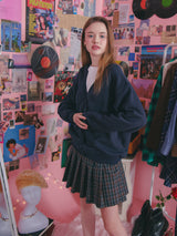 COTTON V NECK OVERFIT CARDIGAN_NAVY (6612499791990)