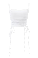 2シャーリングハートネッククロップドスリーブレストップ/two shirring heart neck cropped sleeveless top (white)