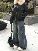 vintage fur two-way blouson jumper