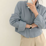 シャツレストランクロップデイリーシャツ / [8color] Shirt Restaurant Crop Daily Shirt