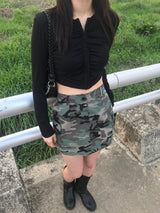 Military cargo mini skirt