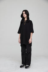 mii ロゴオーバーサイズTシャツ / mii LOGO OVERSIZED T-SHIRT BLACK