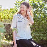 ポケットセーラー刺繍ブラウス / Pocket Sailor Embroidered Blouse (IVORY)