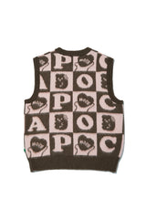 Hope Checker-Board Knit Vest_Brown (6678732439670)