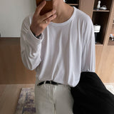 ASCLO Uネックシルケット長袖Tシャツ