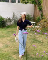 ピンタックワイドデニムパンツ