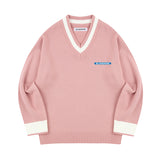 BASIC V NECK KNIT SWEATER_PINK (6610789400694)
