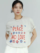 Peace and love short sleeve T-shirts heather ivory (6594389508214)