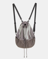 Irregular color block net pocket backpack