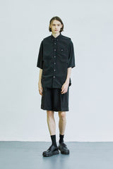 スリーブレス ナイロン シャツ / sleeveless nylon shirt black