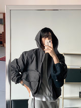 LMN Rectangle Short Hooded Bomber Jacket (3 colors)