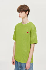 スモールチェリーニット半袖Tシャツ / UNI SMALL CHERRY SHORT SLEEVED KNIT KS [GREEN]