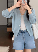 Thin and Fit Cut Capri Slit Denim Pants (2color)