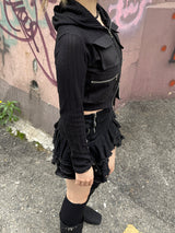 クロップドツーウェイカーゴフードジップアップ / Cropped Two-Way Cargo Hood Zip-Up