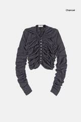 Clover shirring crop cardigan