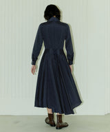CHELSEA COLLAR FLARE DOT ONEPIECE - NAVY (6689411137654)