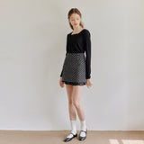 JACQUARD FLOWER SKIRT_BLACK (6600098906230)