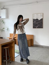 トティAラインバックスリットロングデニムスカート / Toti A-line back slit long denim skirt