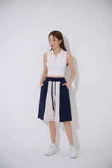 カラーハーフジップアップクロップタンクトップ/TOP(9354) Collar Half Zip Up Crop Nash