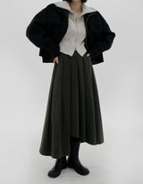 アンバランスプリーツスカート / Unbalanced pleated skirt (2color)