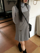 Ant herringbone wool pleated mini dress
