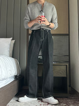 クボセミワイドローデニムパンツ / Kubo Semi-Wide Raw Denim Pants (2 colors)
