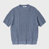 ブークレリブ ハーフスリーブニット/BOUCLE RIBBED HALF SLEEVE KNIT (BLUE)