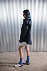 EARTH-COLOR PLEATS SHIRT (Deep Ocean) / アースカラープリーツシャツ