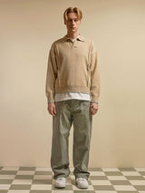 LINE OPEN COLLAR KNIT (BEIGE) (6675326009462)