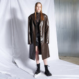 レザーシングルロングコート / Leather Single Long Coat (brown)