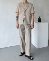 リネンショートスリーブショートジャケット / ECT Linen Short-Sleeved Short Jacket (2 colors)