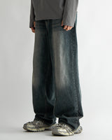 Vintage brush blue denim pants