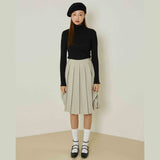 エボニーシャーリングタートルネックトップ/Ebony shirring turtleneck top (black)