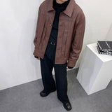 レザーピンタックジャケット/EV leather pin tuck jacket (3 colors)