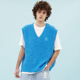 コットンブークレVネックベスト / Cotton boucle v neck vest