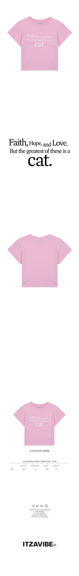 CAT SAYING CROP T-SHIRT_PINK