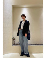 ワイドフィットロールアップデニムパンツ/WIDE FIT LIGHT BLUE ROLL UP DENIM PANTS [16635]