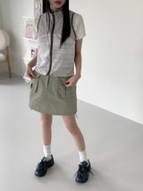 アズワンゴフコアサイドシャーリングカラーリングジップアップベスト / Asone Goff Core Side Shirring Coloring Zip-up Vest