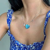 ディープブルーハートネックレス/DEEP BLUE HEART NECKLACE