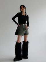 ファーレッグウォーマー/Fur Leg Warmer [ Black ]