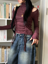 ヒンター ボカシ スプリット シャーリング ストリング ウォーマー ポーラー Tシャツ