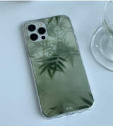 エモーショナルフラワーシルエットグリーンフォーンハードケース / Emotional flower silhouette green phone hard case